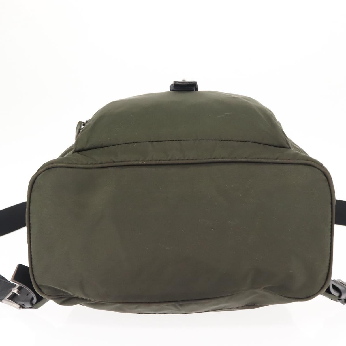 PRADA Backpack Nylon Khaki Silver Auth 141801