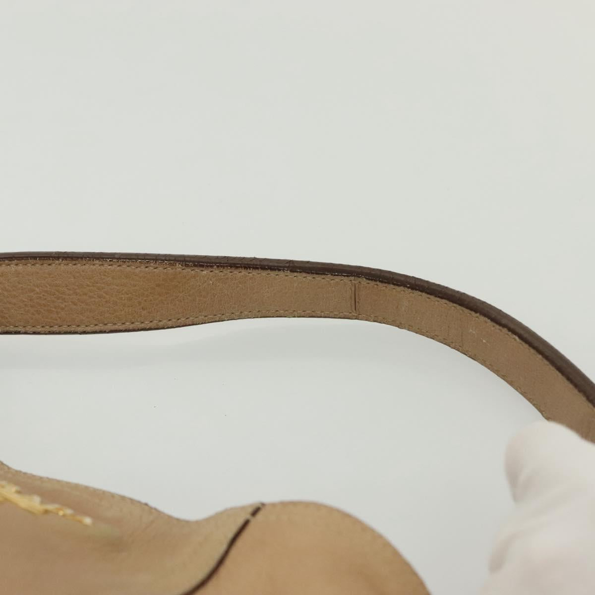 PRADA Shoulder Bag Leather Beige Gold Auth 141810