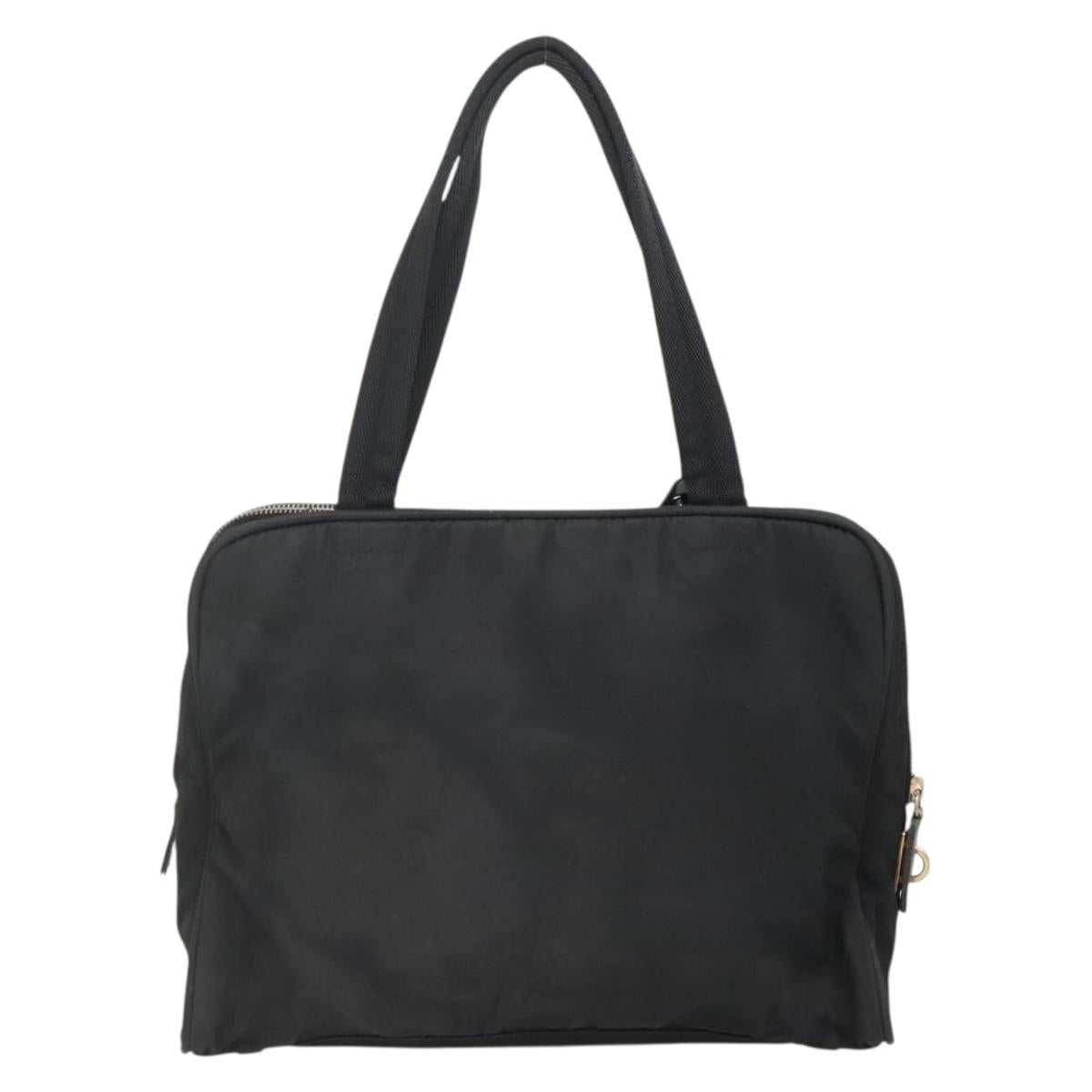 PRADA Hand Bag Nylon Black Gold Auth 141813