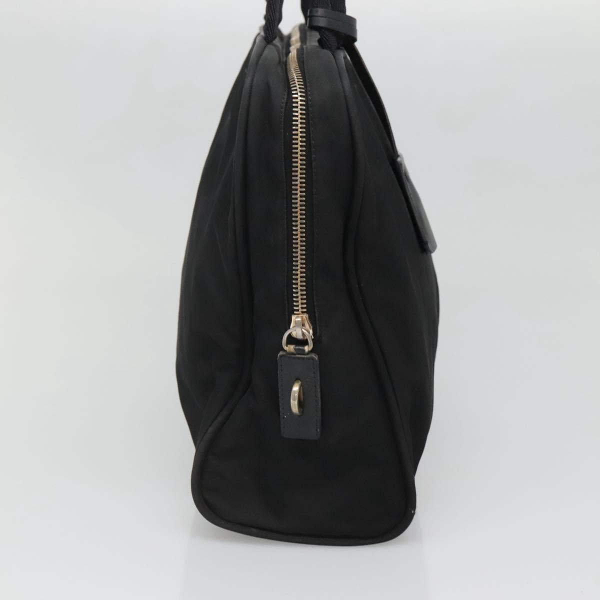 PRADA Hand Bag Nylon Black Gold Auth 141813