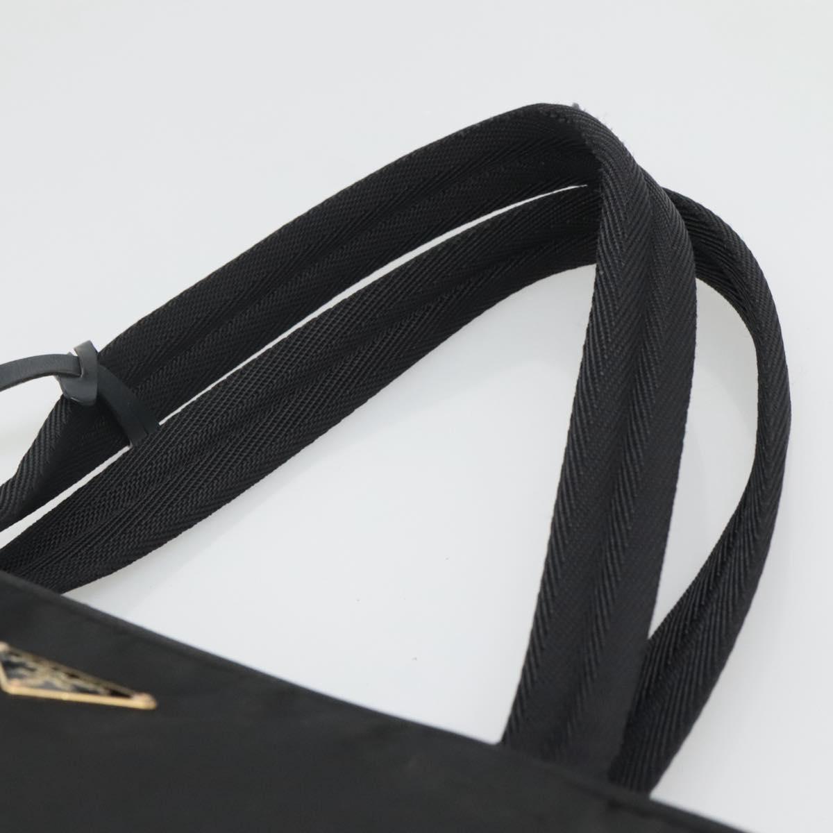 PRADA Hand Bag Nylon Black Gold Auth 141813