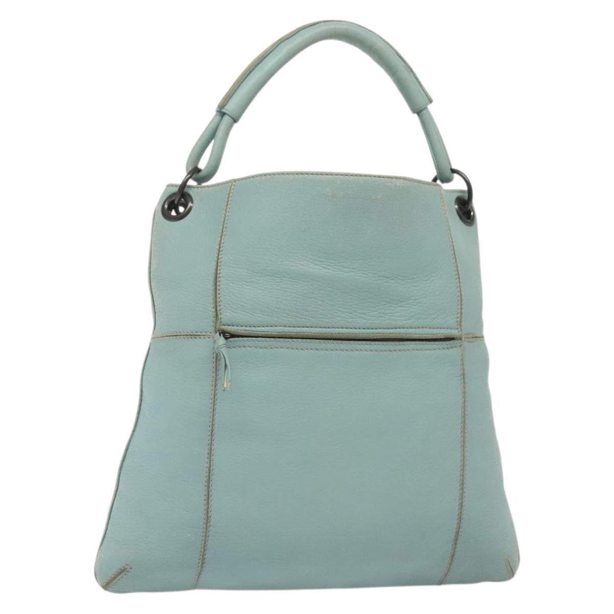 BOTTEGA VENETA Shoulder Bag Leather Light Blue 115778 Auth 141815