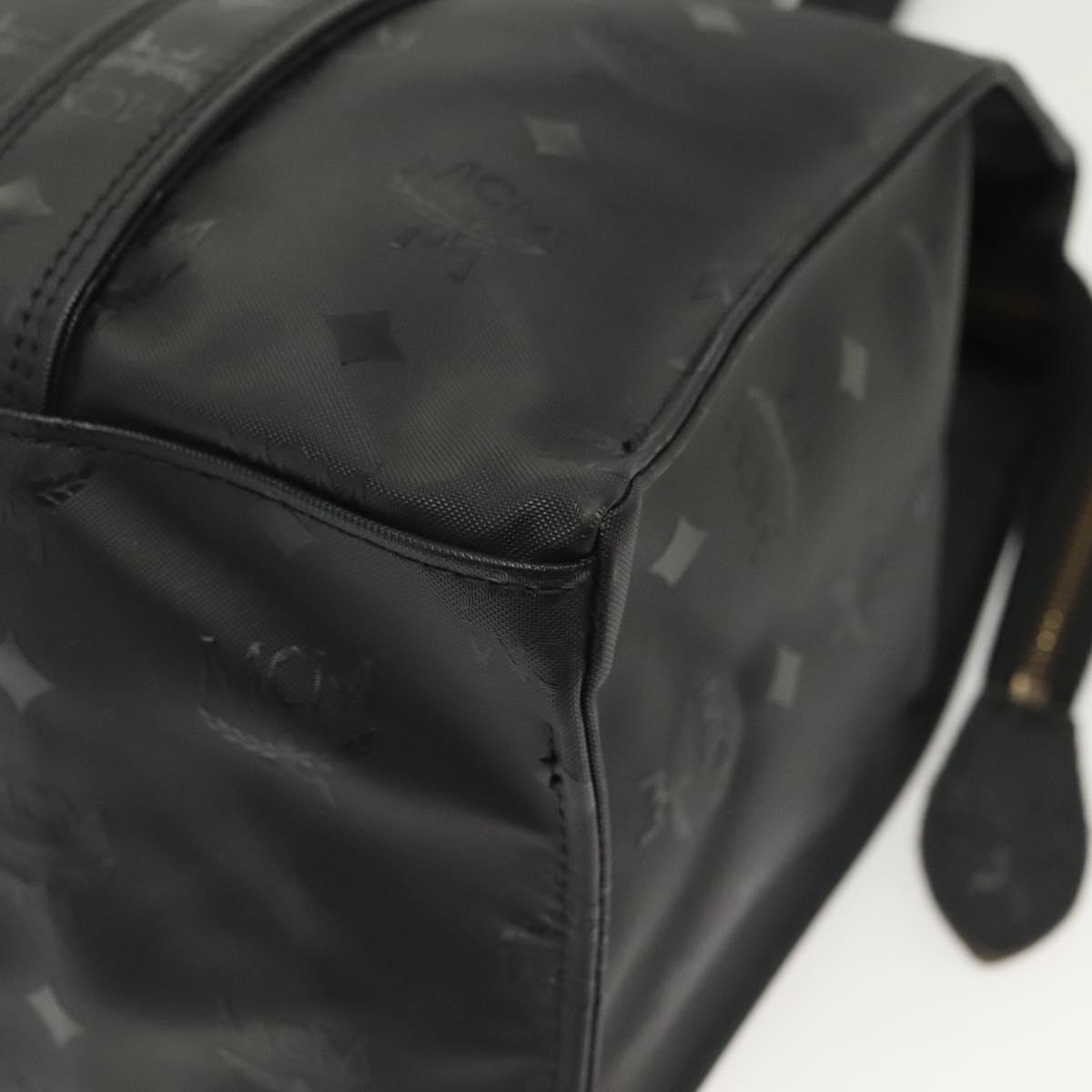 MCM Vicetos Logogram Shoulder Bag PVC Leather Black Gold Auth 141816