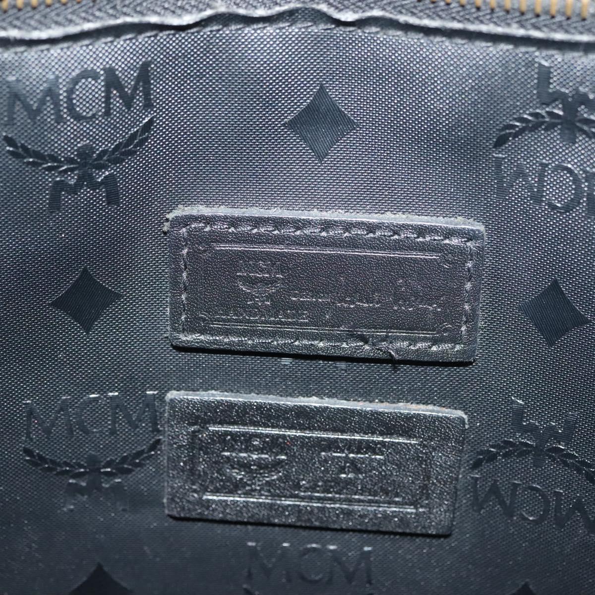 MCM Vicetos Logogram Shoulder Bag PVC Leather Black Gold Auth 141816