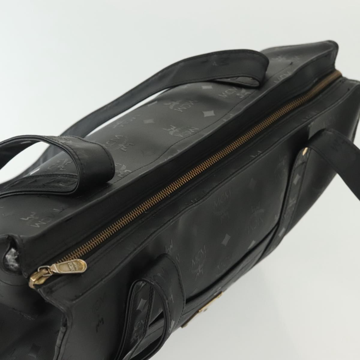 MCM Vicetos Logogram Shoulder Bag PVC Leather Black Gold Auth 141816