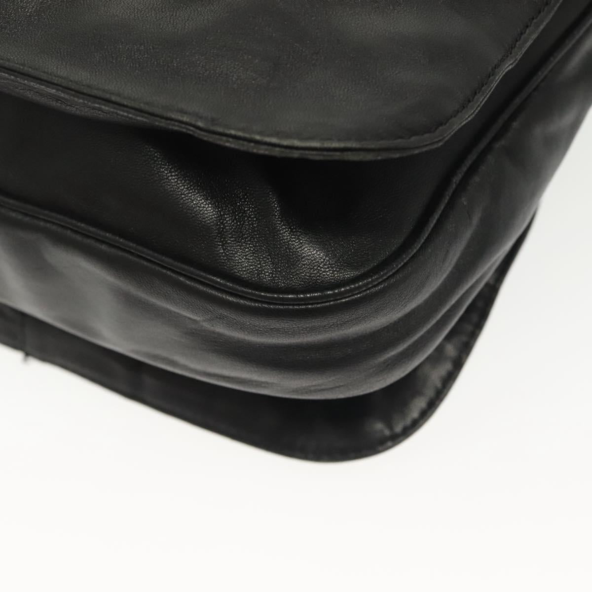 LOEWE Anagram Shoulder Bag Leather Black Gold Auth 141825