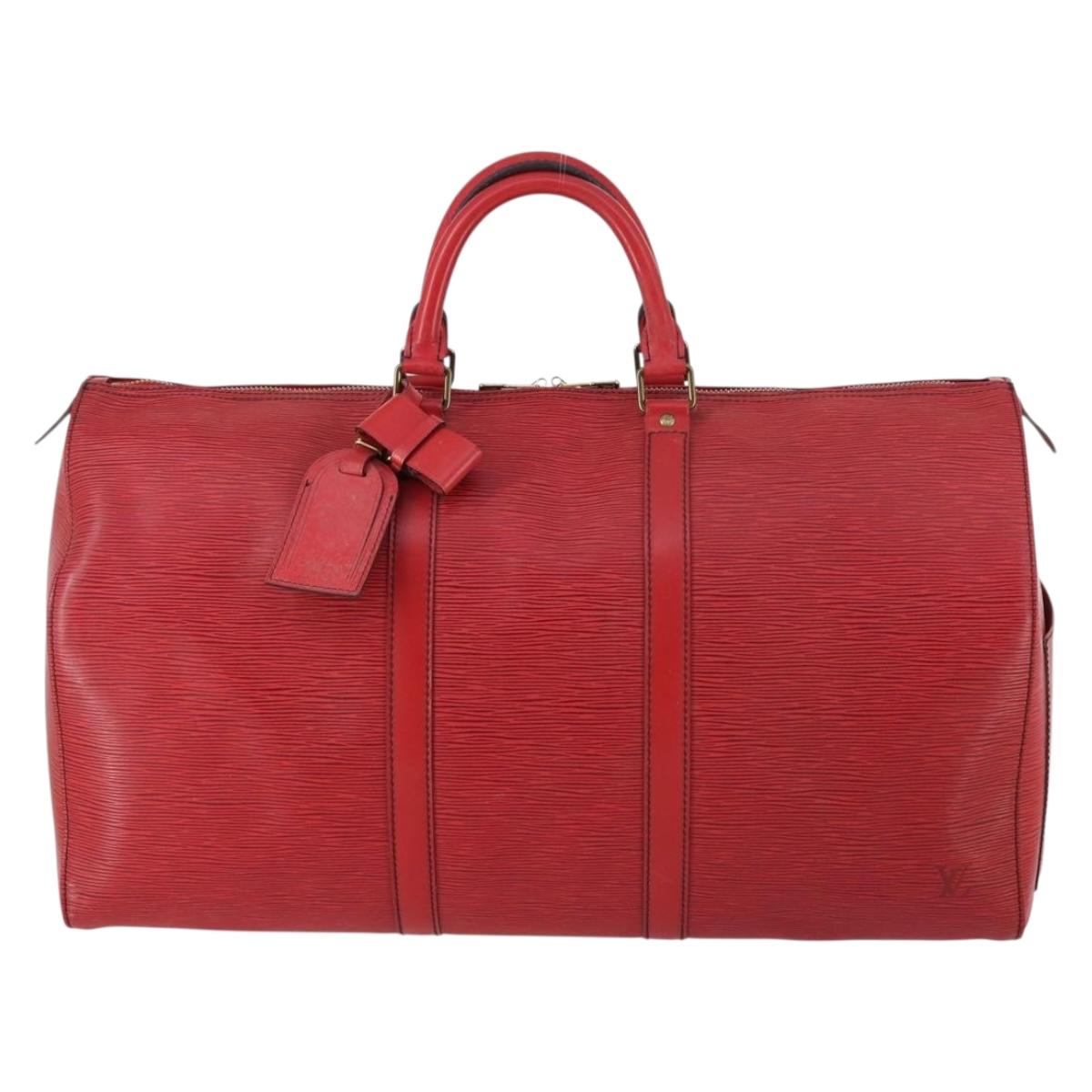 LOUIS VUITTON Epi Keepall 50 Boston Bag Red M42967 LV Auth 141838