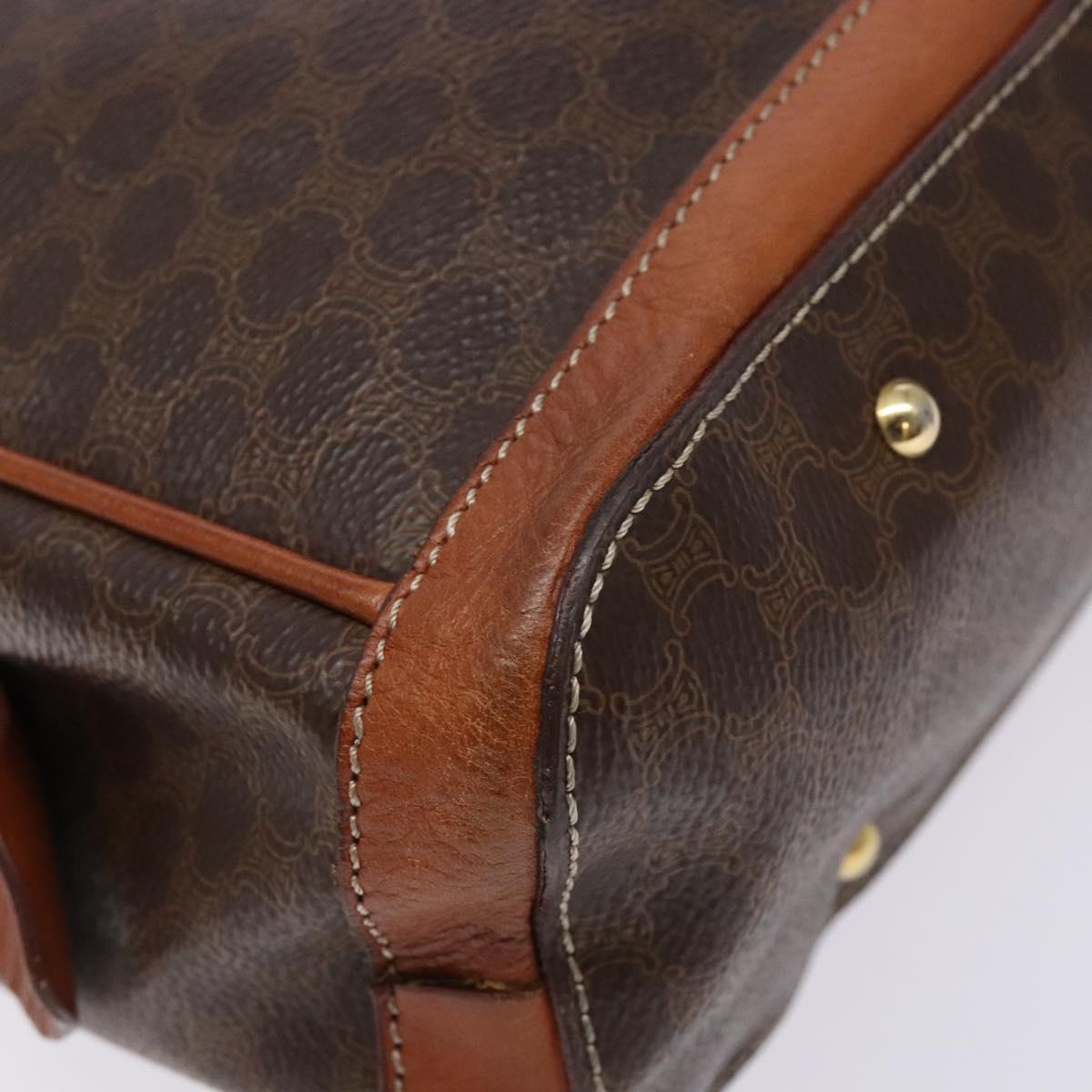 CELINE Macadam Canvas Hand Bag PVC Leather Brown Gold Auth 141839