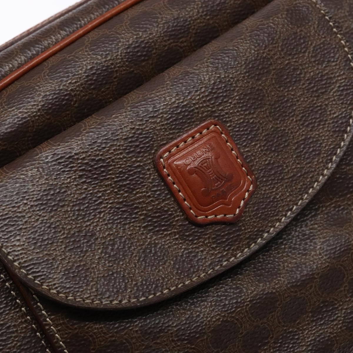 CELINE Macadam Canvas Hand Bag PVC Leather Brown Gold Auth 141839