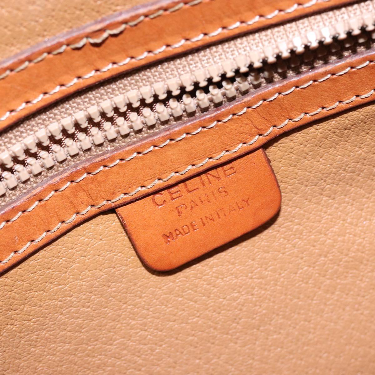 CELINE Macadam Canvas Hand Bag PVC Leather Brown Gold Auth 141839