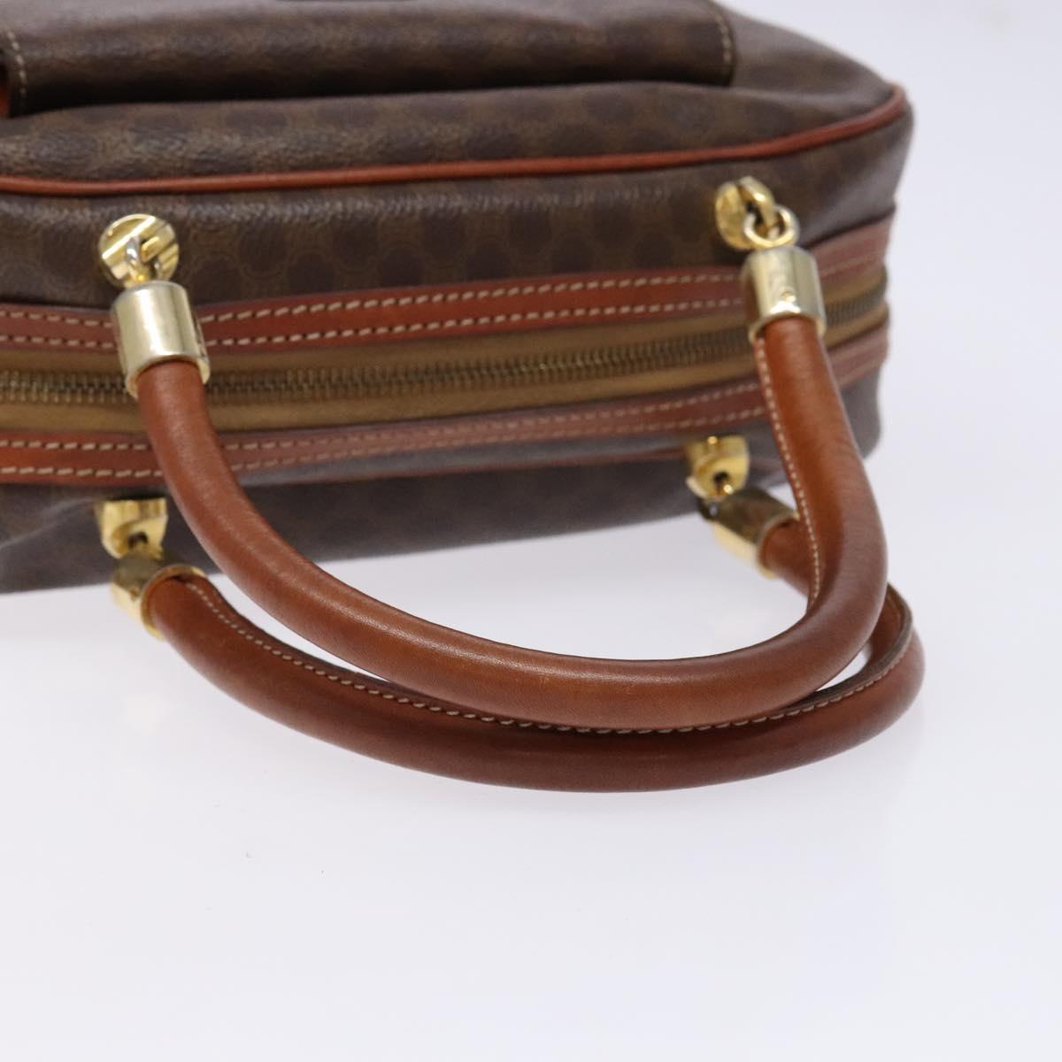 CELINE Macadam Canvas Hand Bag PVC Leather Brown Gold Auth 141839