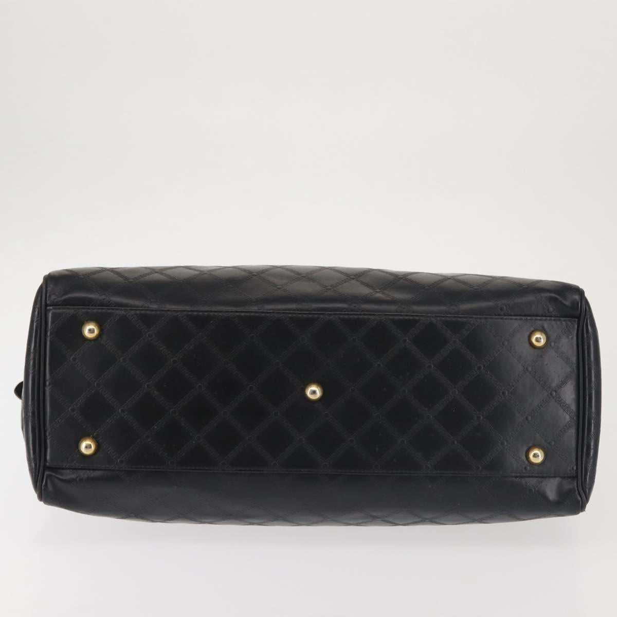 Gianni Versace Hand Bag PVC Leather Black Gold Auth 141846