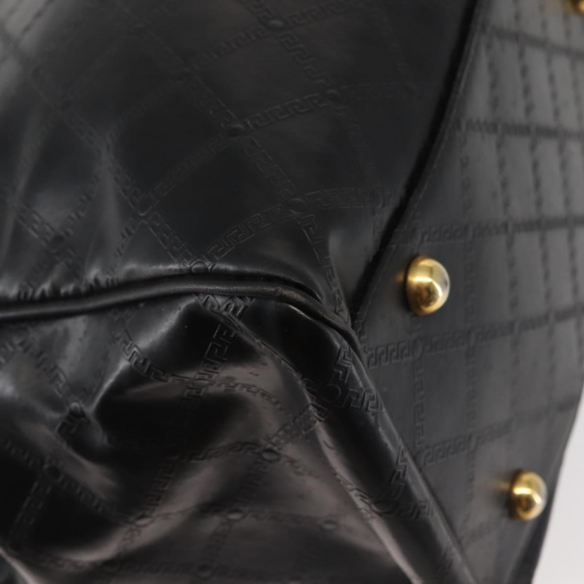Gianni Versace Hand Bag PVC Leather Black Gold Auth 141846