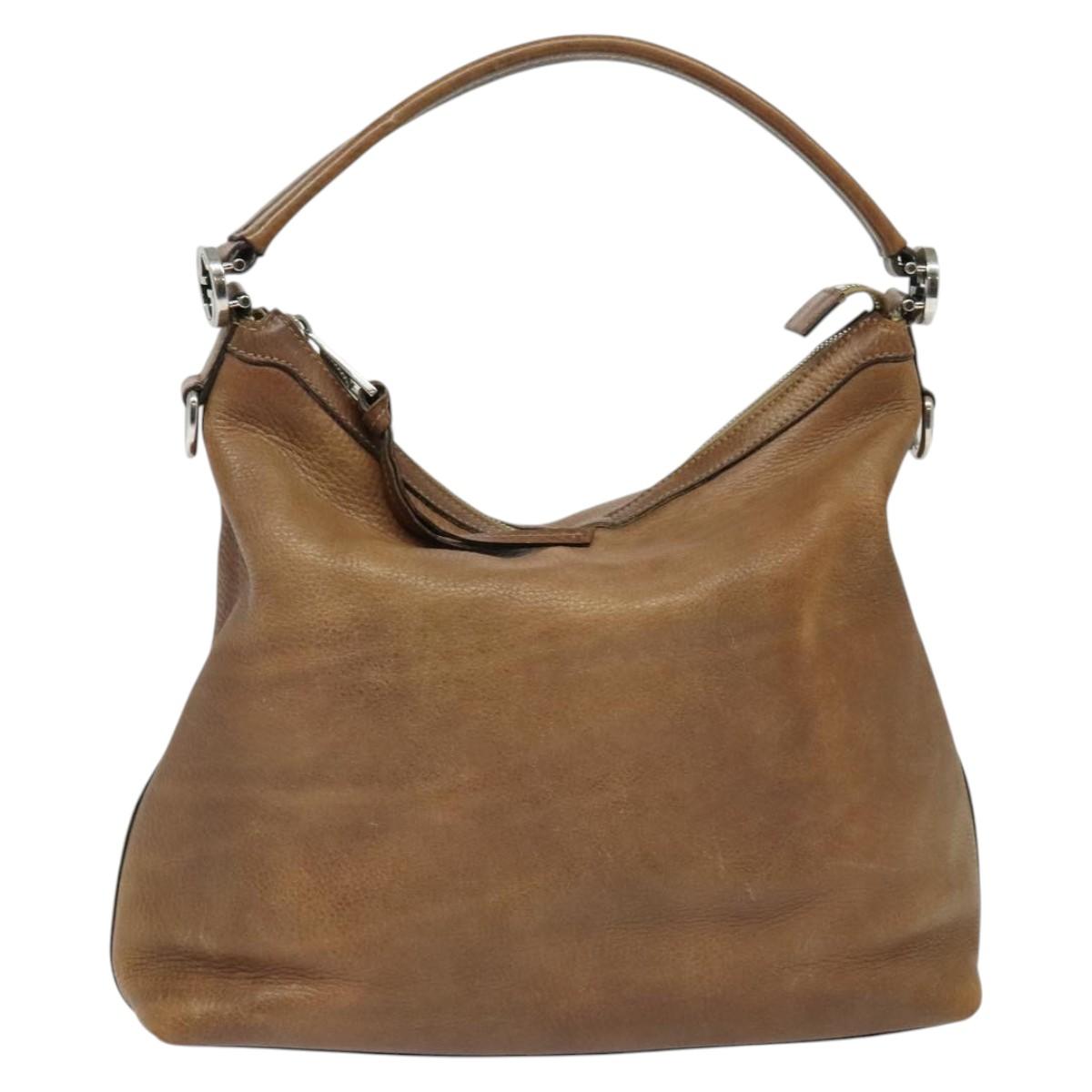 GUCCI Miss GG Shoulder Bag Leather Brown Silver 326514 Auth 141853
