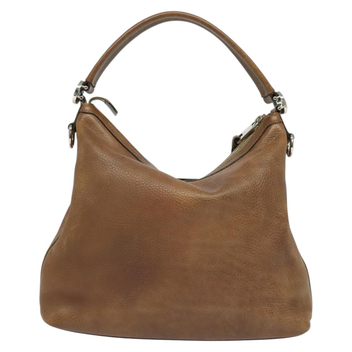 GUCCI Miss GG Shoulder Bag Leather Brown Silver 326514 Auth 141853