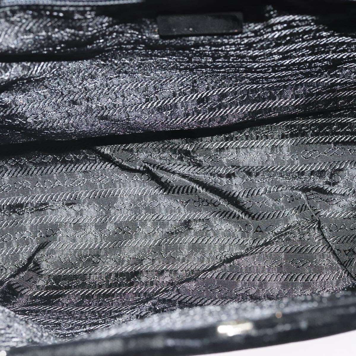 PRADA Hand Bag Velor Black Silver Auth 141854