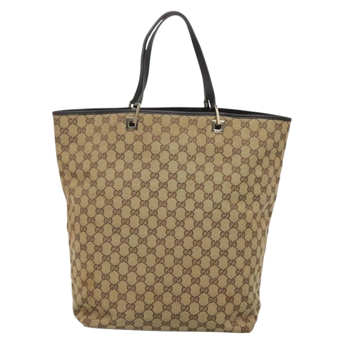 GUCCI GG Canvas Tote Bag Beige Gold 002 1097 2404 Auth 141857
