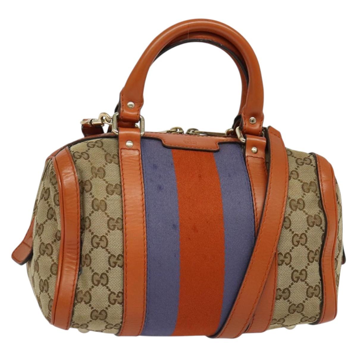 GUCCI GG Canvas Hand Bag 2way Beige Gold 269876 Auth 141858