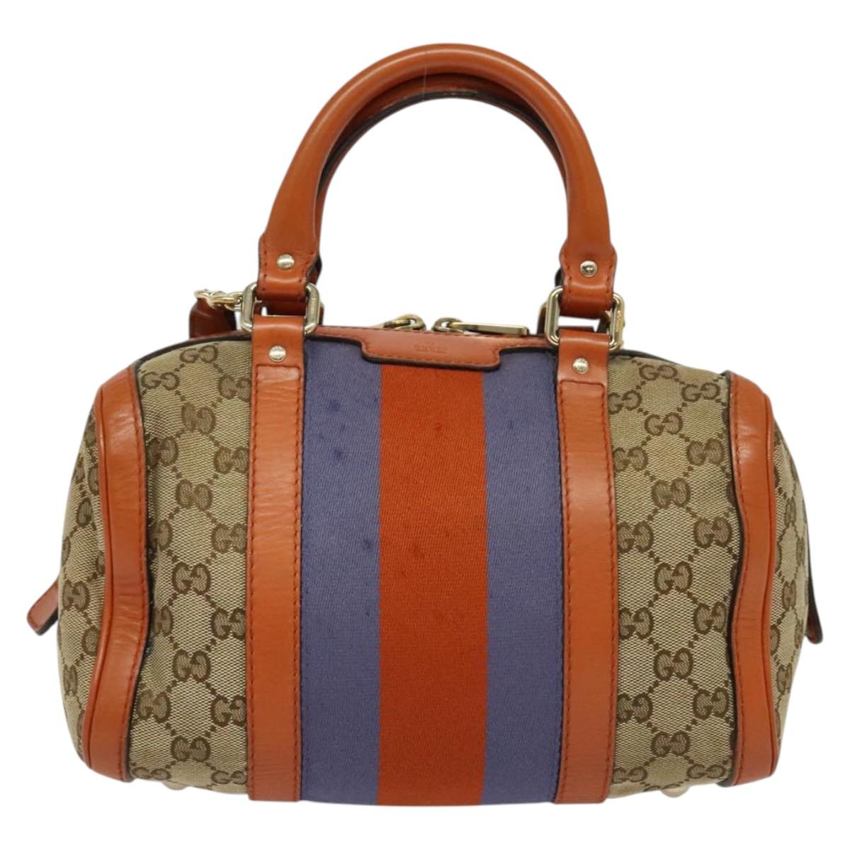 GUCCI GG Canvas Hand Bag 2way Beige Gold 269876 Auth 141858