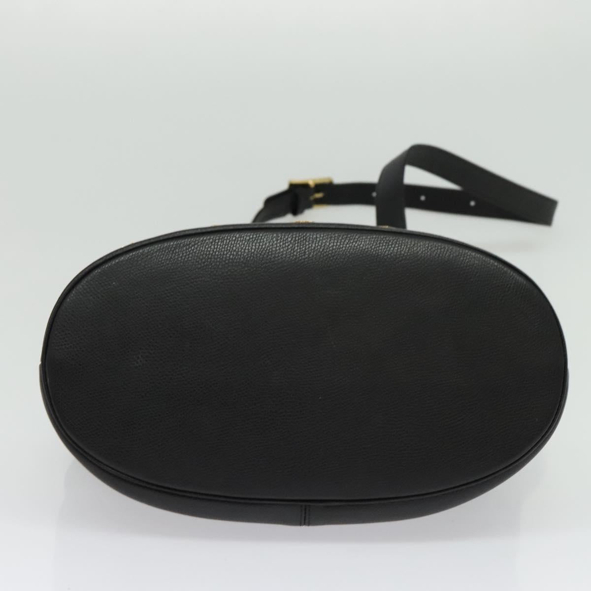 MCM Studs Shoulder Bag Leather Black Gold Auth 141865