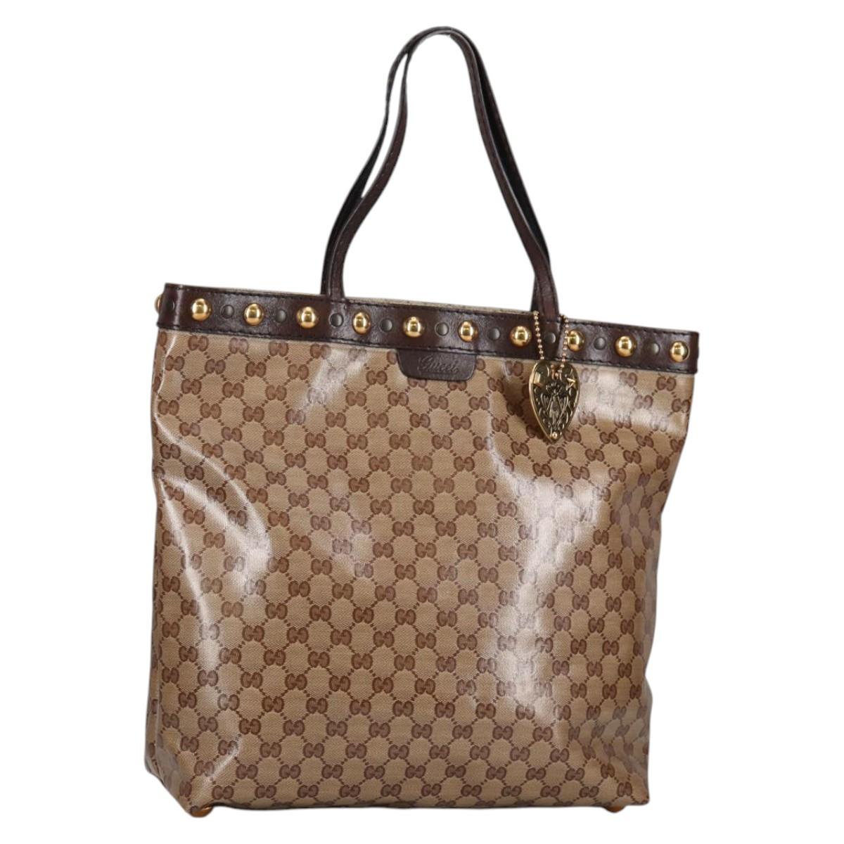 GUCCI Babushka GG Crystal Tote Bag Coated Canvas Gold Beige 208940 Auth 141867V