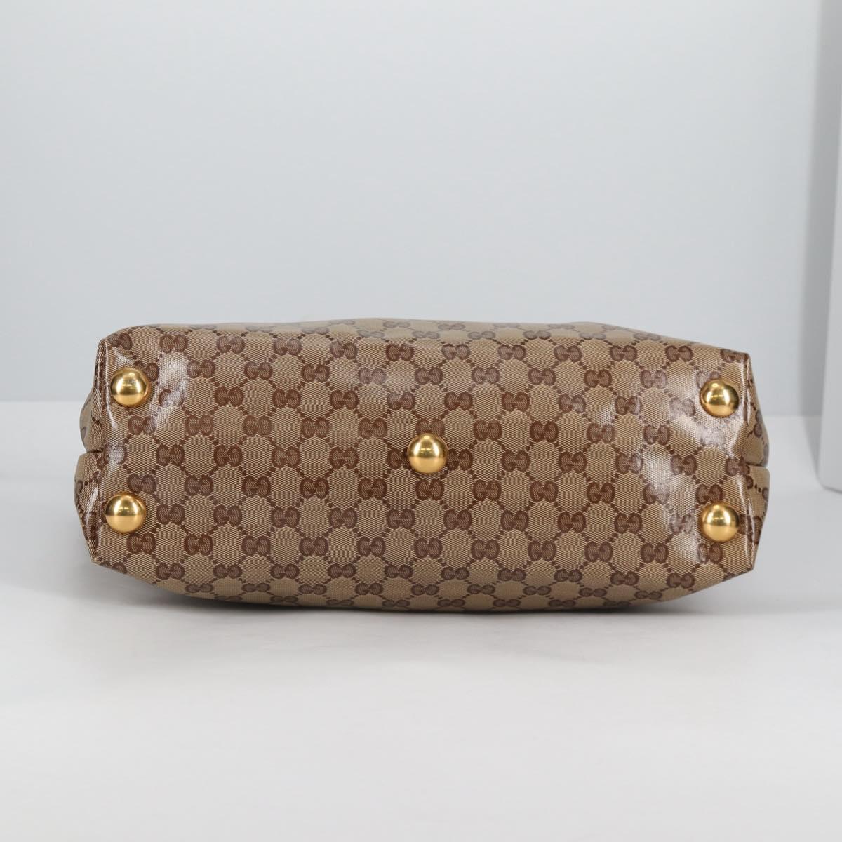 GUCCI Babushka GG Crystal Tote Bag Coated Canvas Gold Beige 208940 Auth 141867V