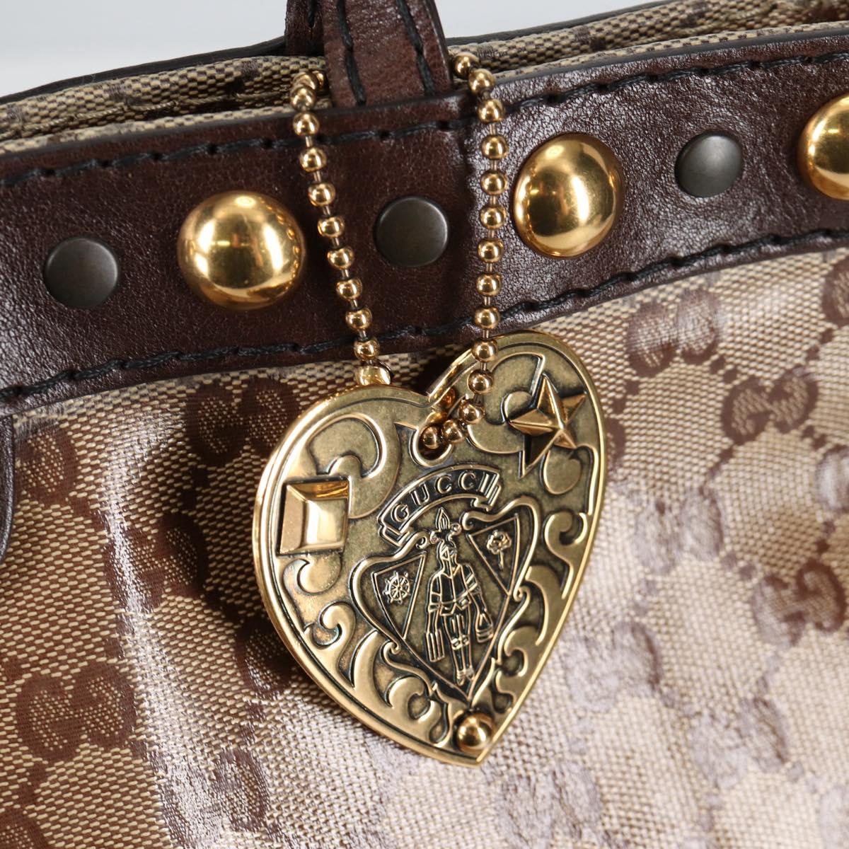 GUCCI Babushka GG Crystal Tote Bag Coated Canvas Gold Beige 208940 Auth 141867V