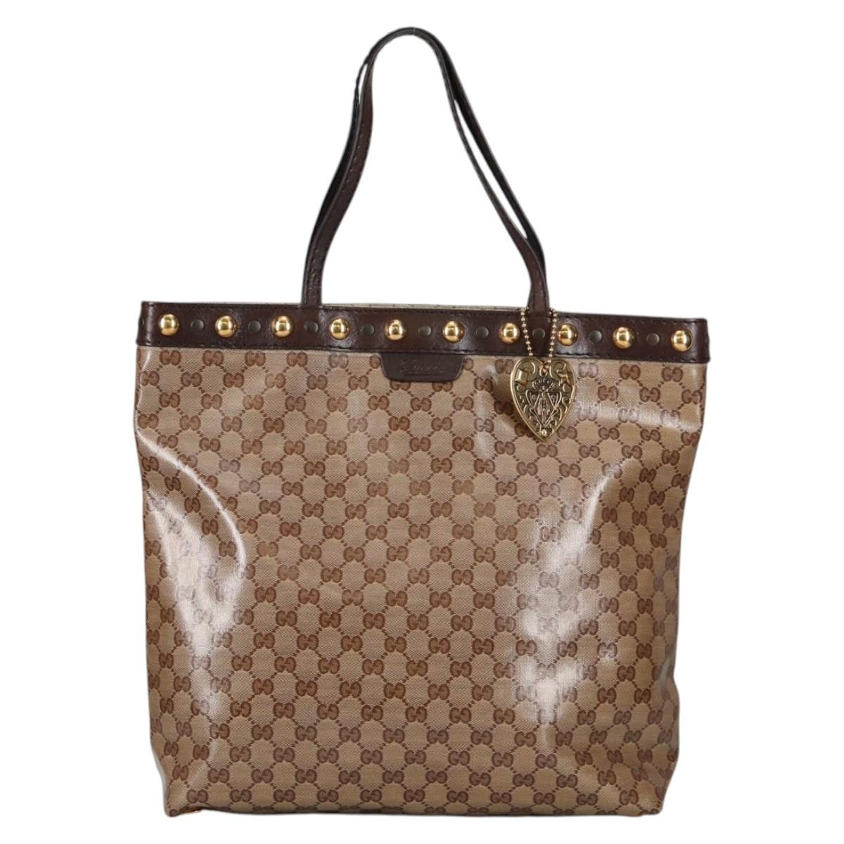 GUCCI Babushka GG Crystal Tote Bag Coated Canvas Gold Beige 208940 Auth 141867V