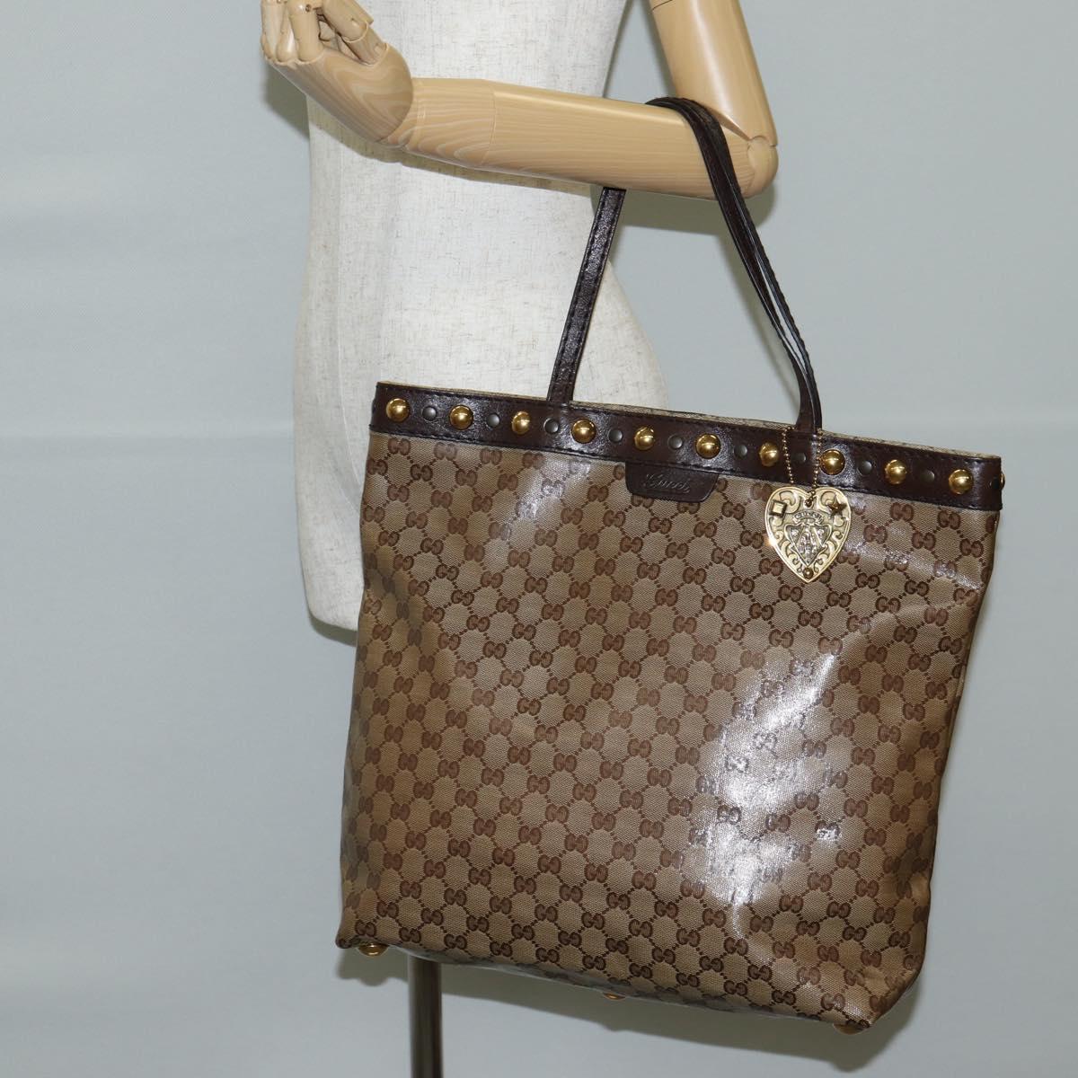 GUCCI Babushka GG Crystal Tote Bag Coated Canvas Gold Beige 208940 Auth 141867V