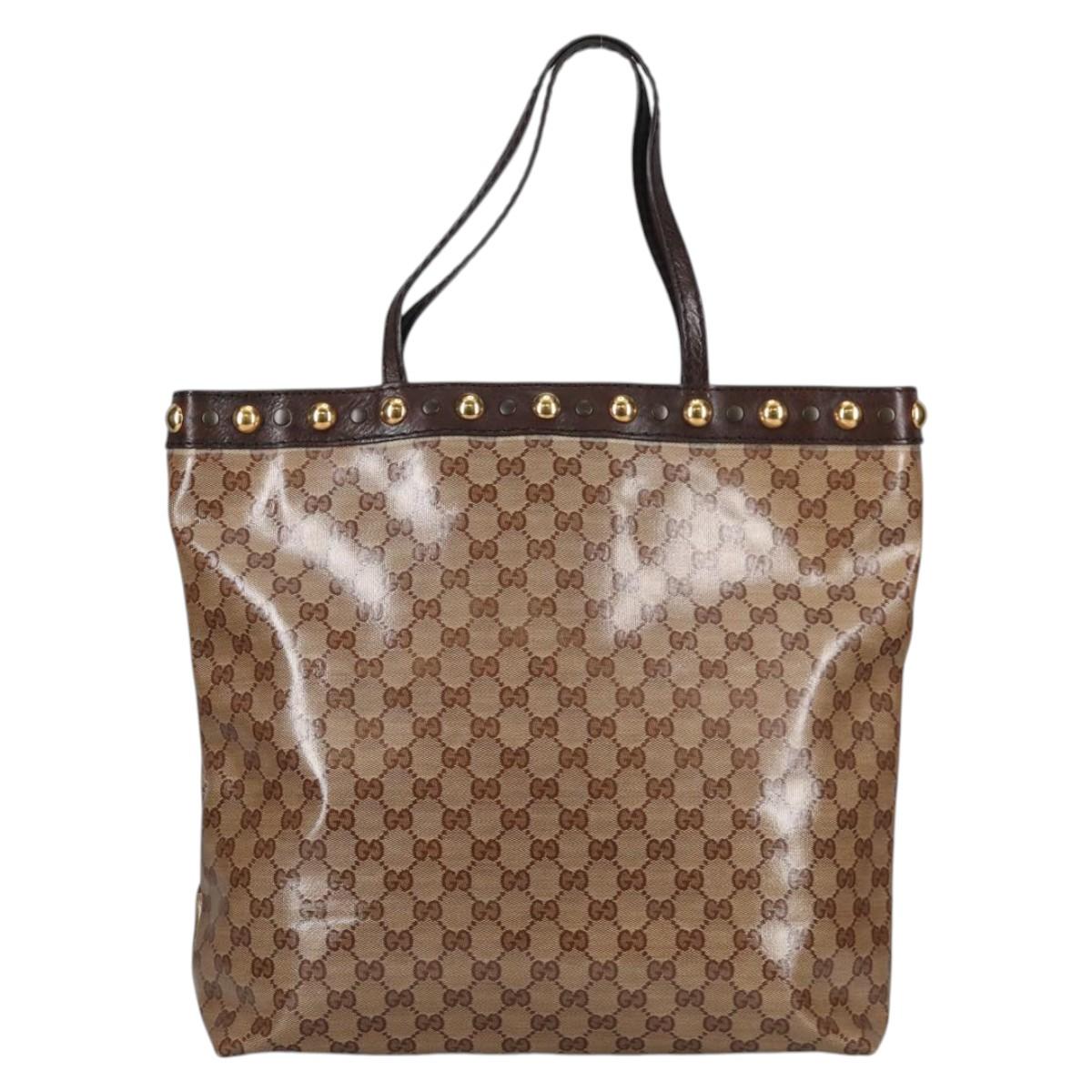 GUCCI Babushka GG Crystal Tote Bag Coated Canvas Gold Beige 208940 Auth 141867V