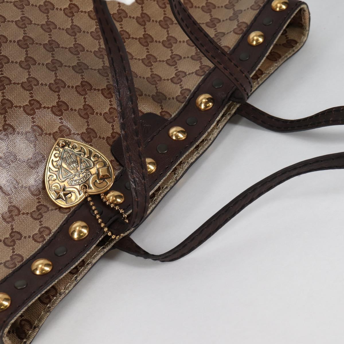 GUCCI Babushka GG Crystal Tote Bag Coated Canvas Gold Beige 208940 Auth 141867V