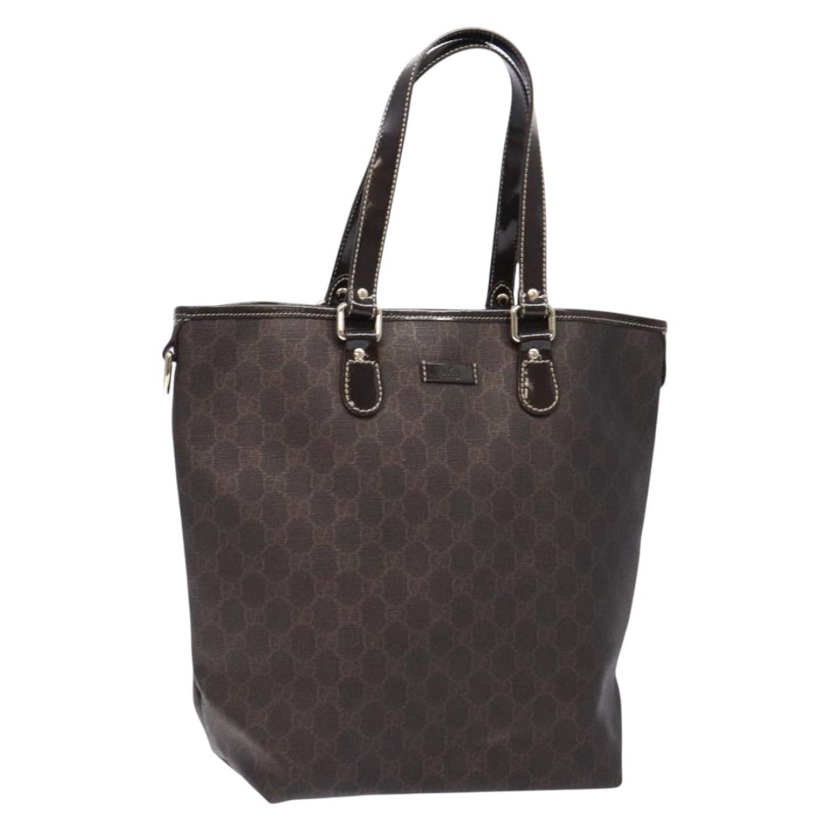 GUCCI GG Supreme Tote Bag PVC Dark Brown Gold 189896 Auth 141871