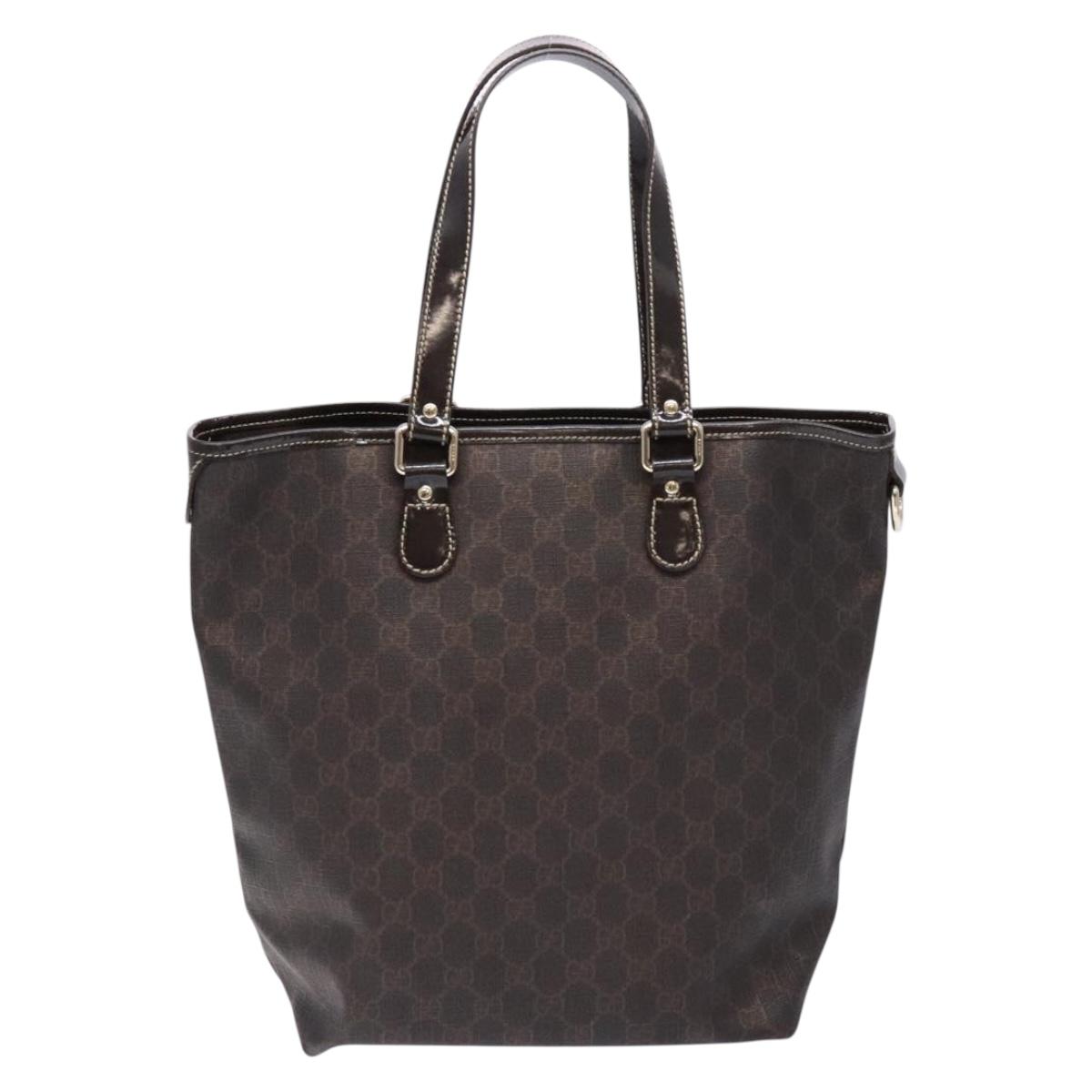 GUCCI GG Supreme Tote Bag PVC Dark Brown Gold 189896 Auth 141871
