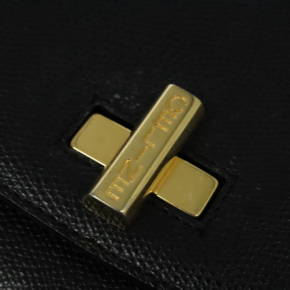 CELINE Backpack Leather Black Gold Auth 141872