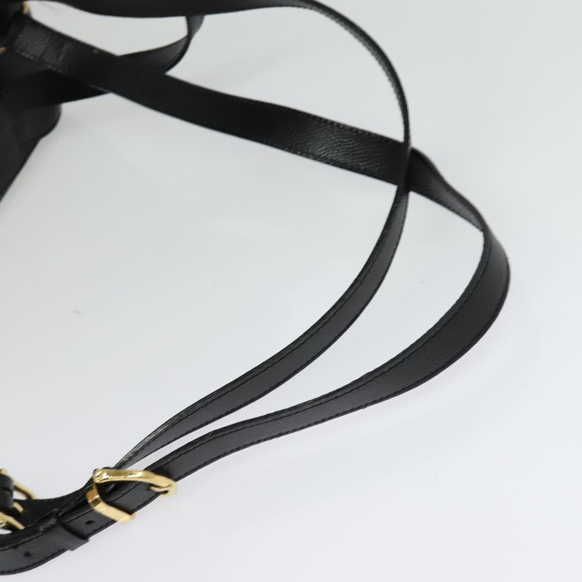 CELINE Backpack Leather Black Gold Auth 141872