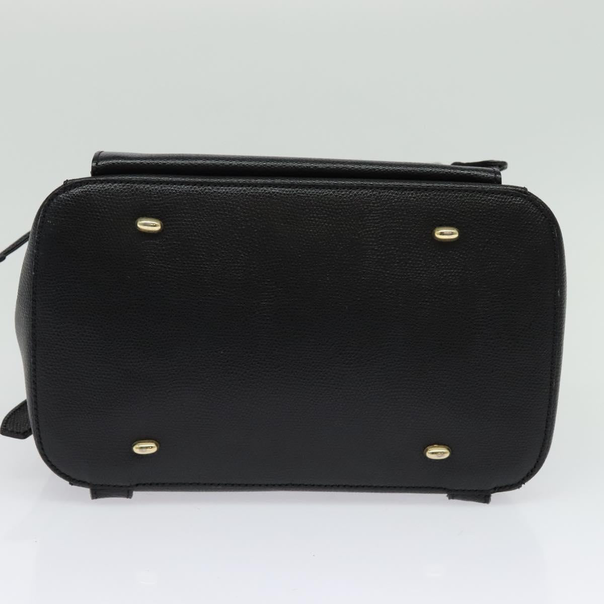 CELINE Backpack Leather Black Gold Auth 141872