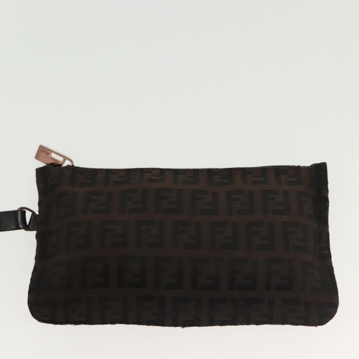 FENDI Zucchino Canvas Tote Bag Dark Brown Auth 141877