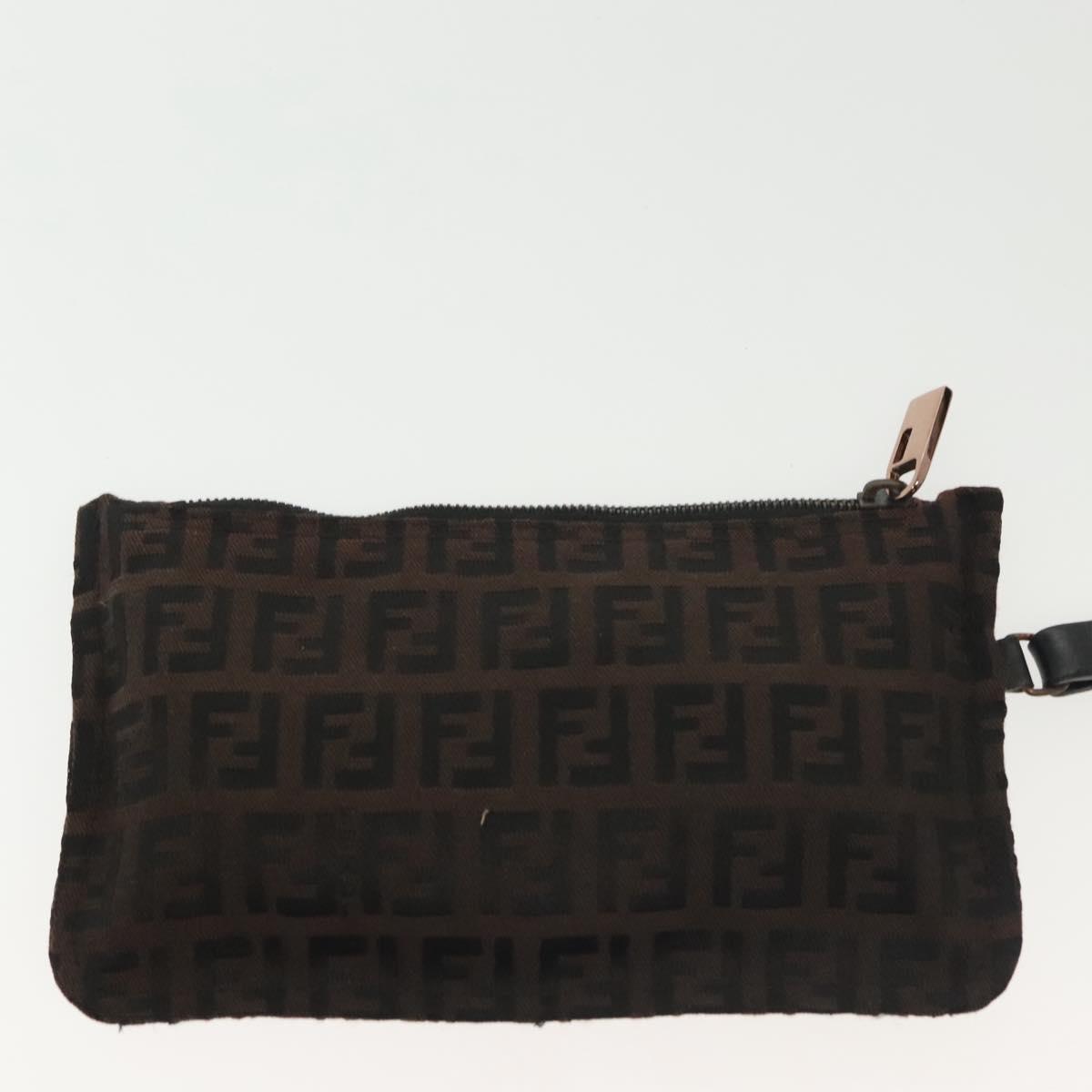 FENDI Zucchino Canvas Tote Bag Dark Brown Auth 141877