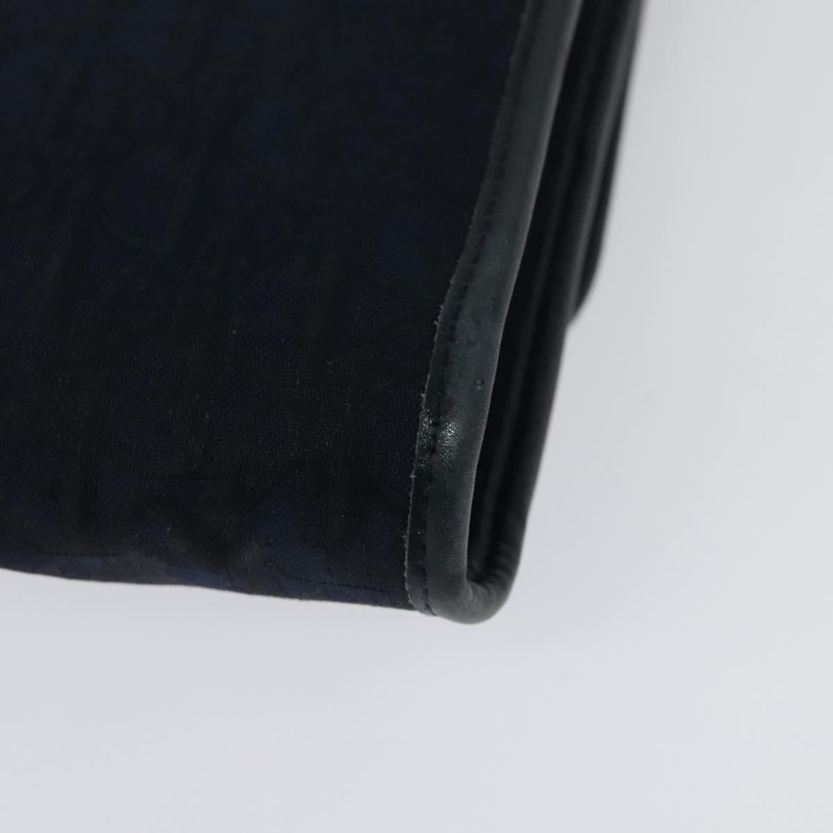 Christian Dior Trotter Canvas Chain Shoulder Bag Navy Gold Auth 141878