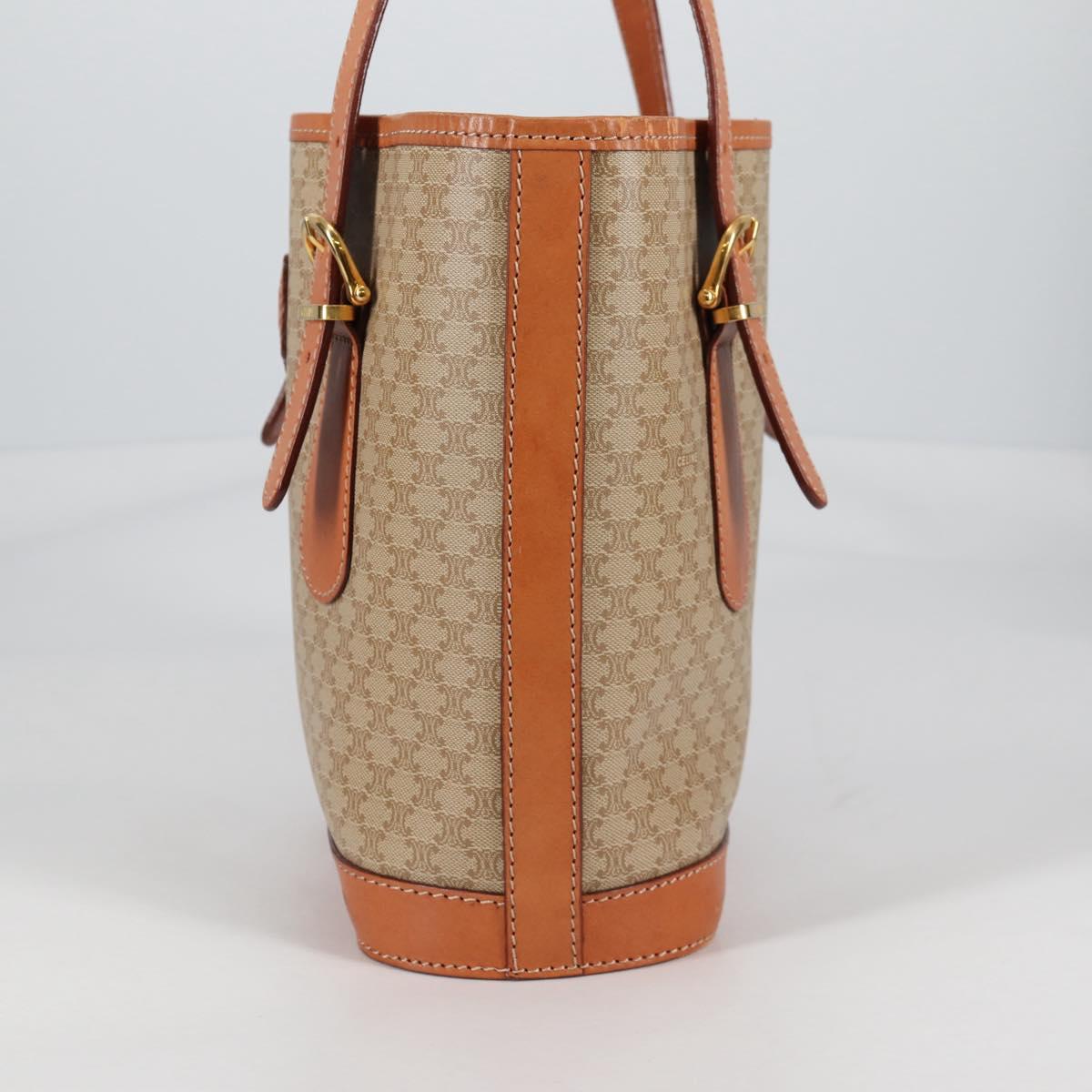 CELINE Macadam Canvas Tote Bag PVC Beige Gold Auth 141894V