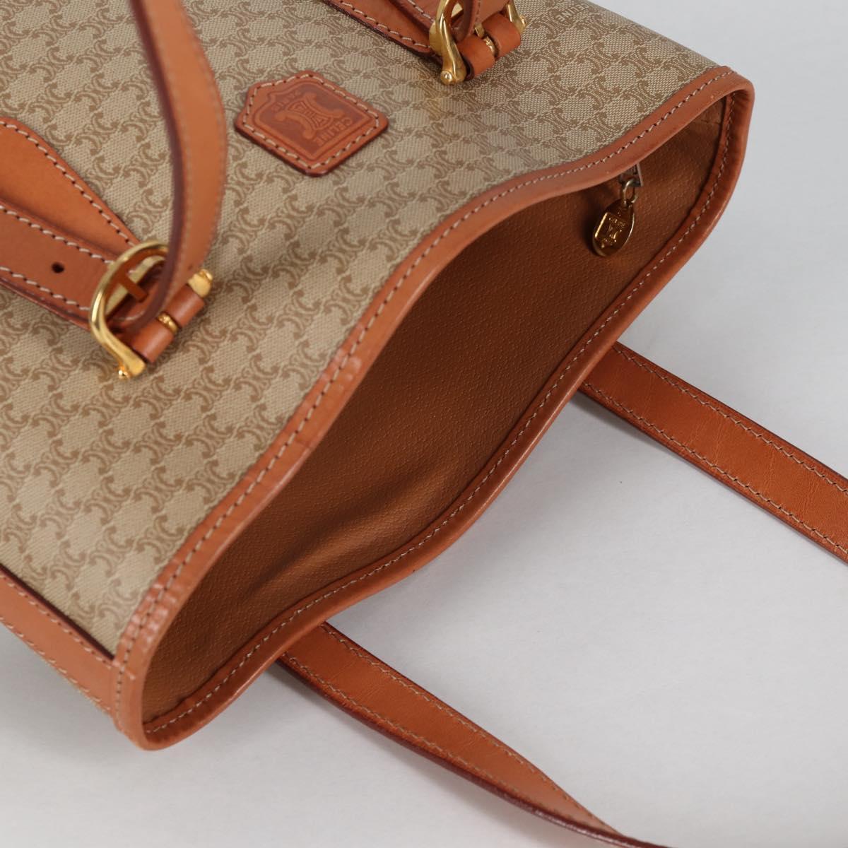 CELINE Macadam Canvas Tote Bag PVC Beige Gold Auth 141894V