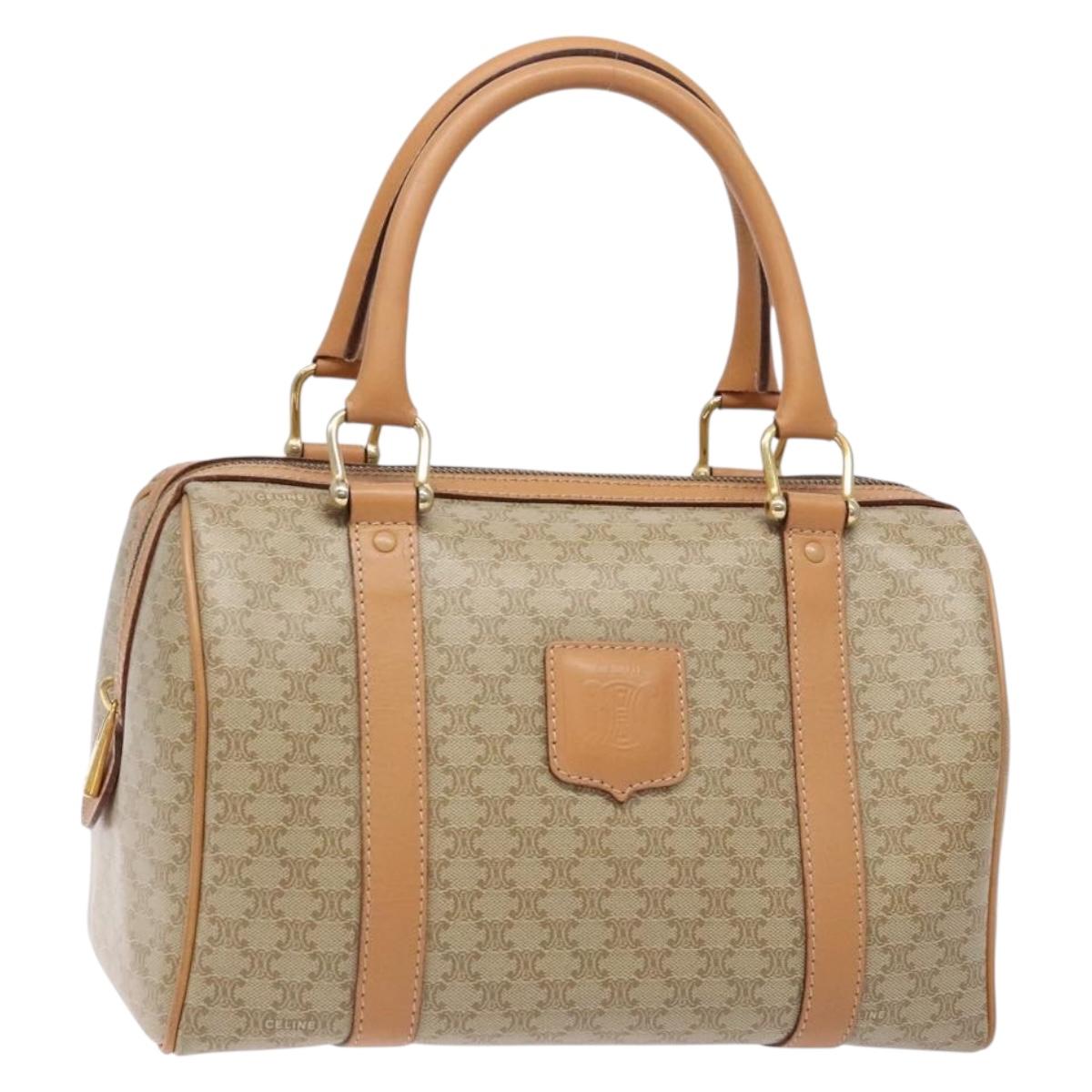 CELINE Macadam Canvas Hand Bag PVC Beige Gold Auth 141895V