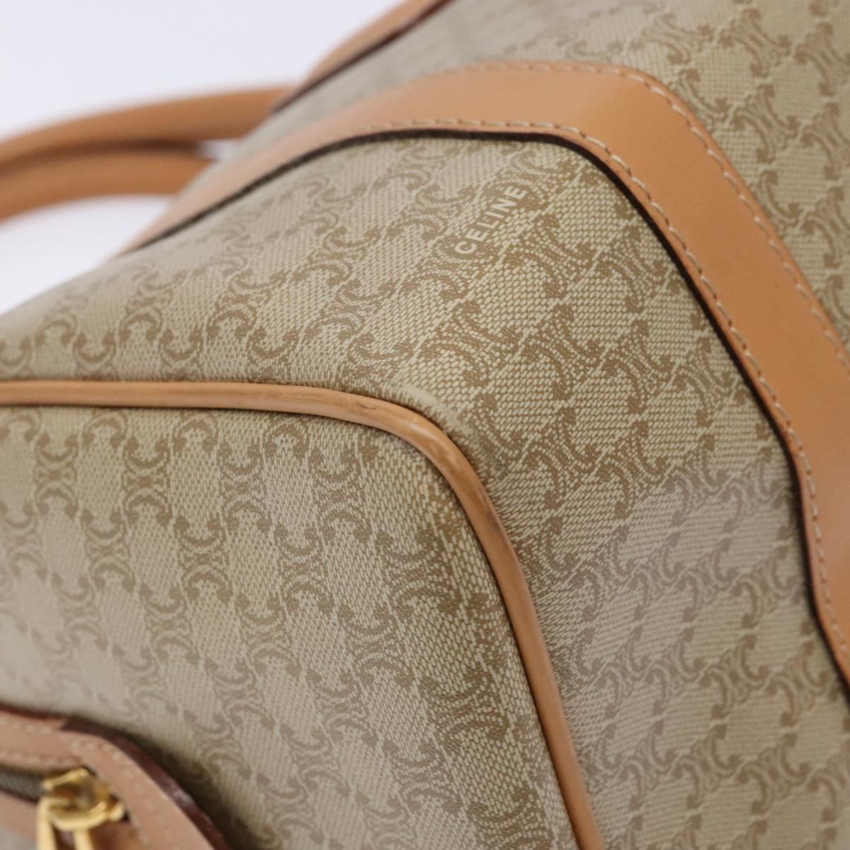 CELINE Macadam Canvas Hand Bag PVC Beige Gold Auth 141895V