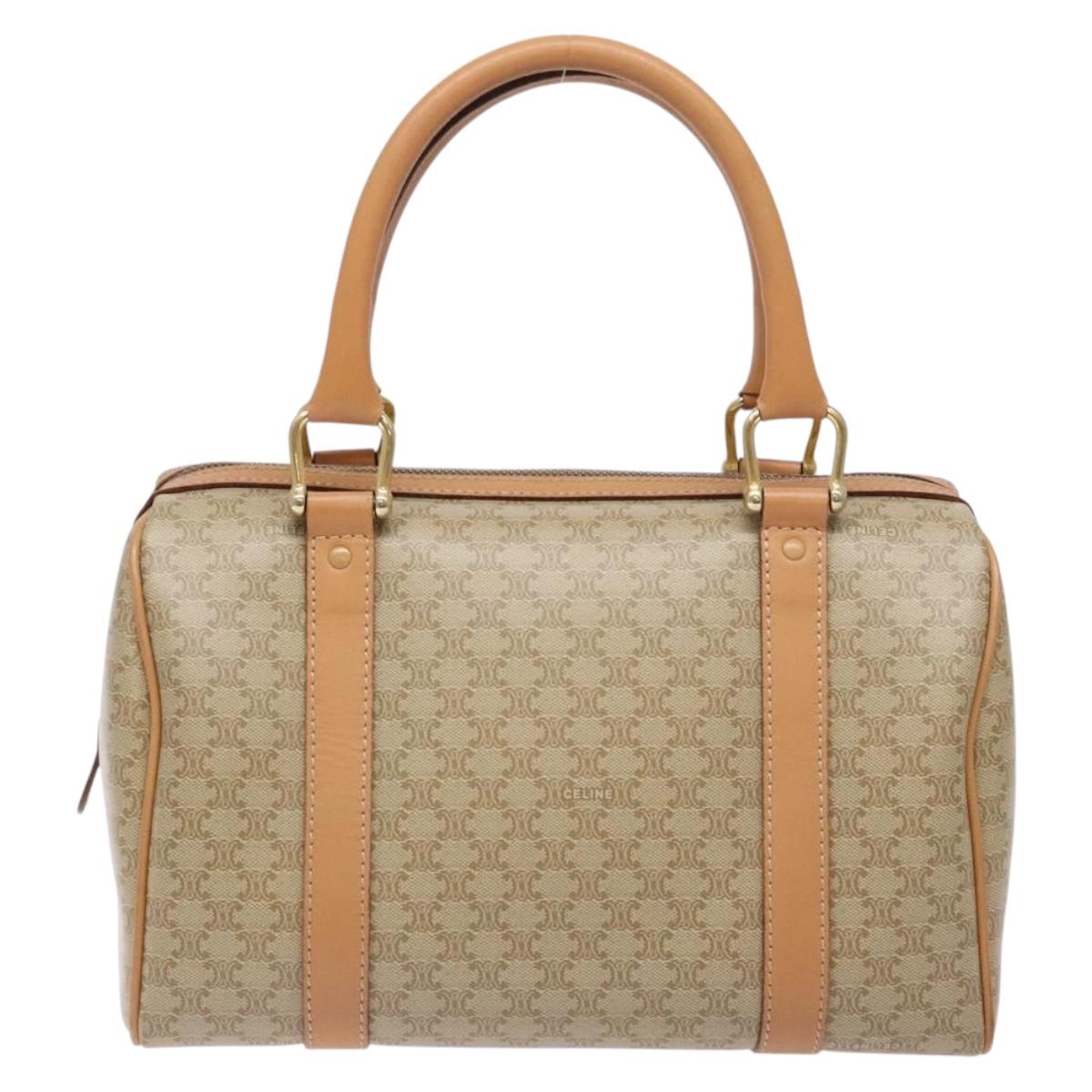 CELINE Macadam Canvas Hand Bag PVC Beige Gold Auth 141895V