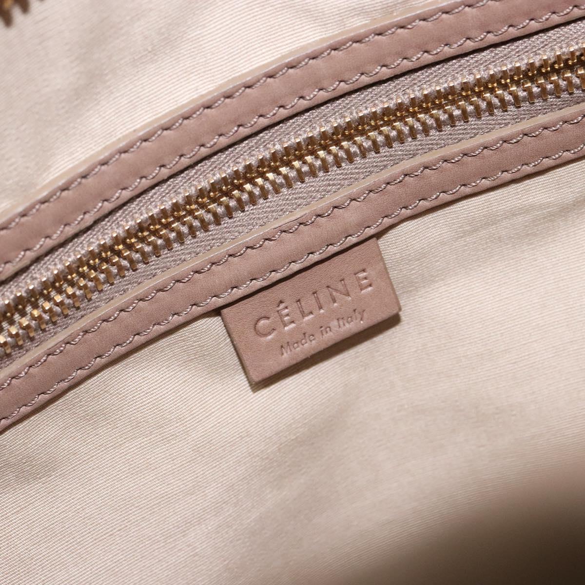 CELINE Hand Bag Leather Beige Gold Auth 141898