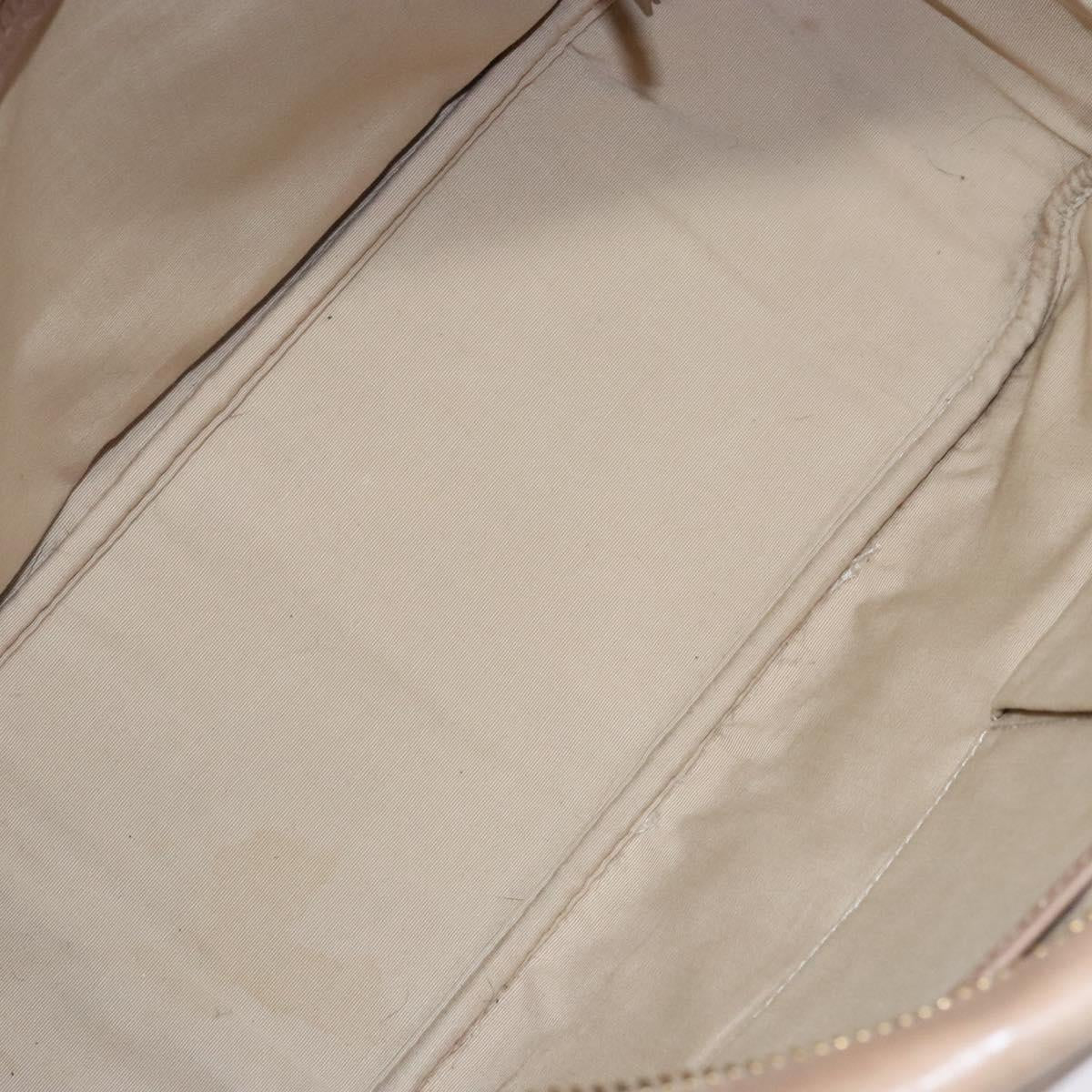 CELINE Hand Bag Leather Beige Gold Auth 141898