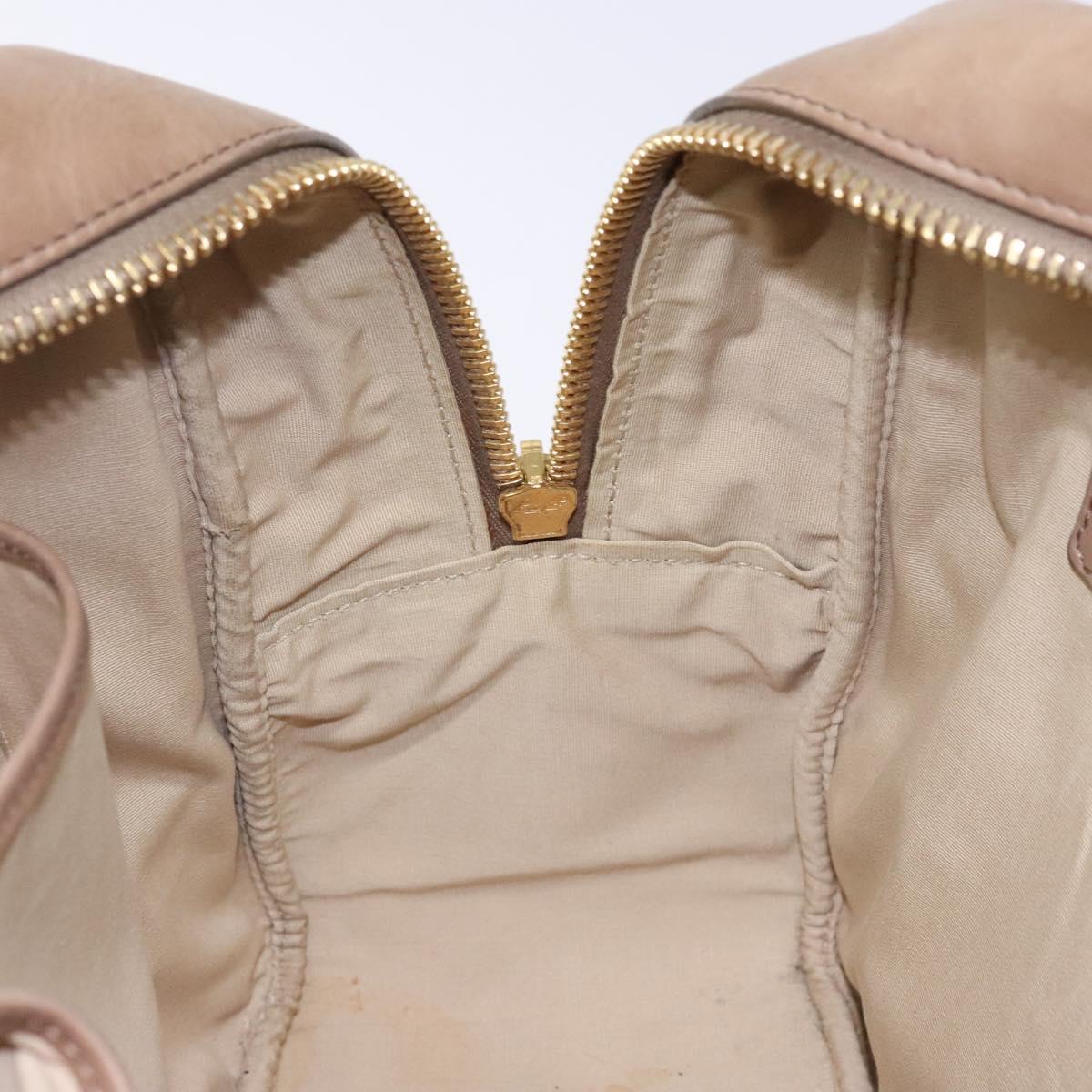 CELINE Hand Bag Leather Beige Gold Auth 141898