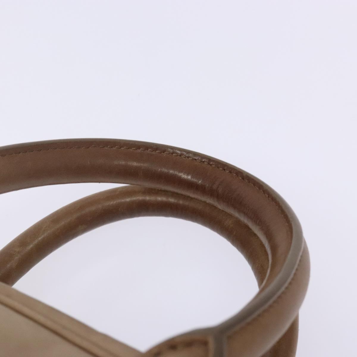 CELINE Hand Bag Leather Beige Gold Auth 141898