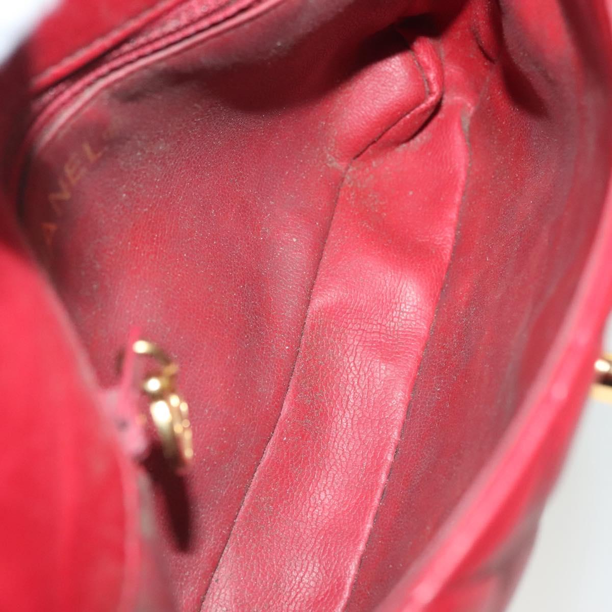 CHANEL Waist Bag Lamb Skin Red Gold CC Auth 141904