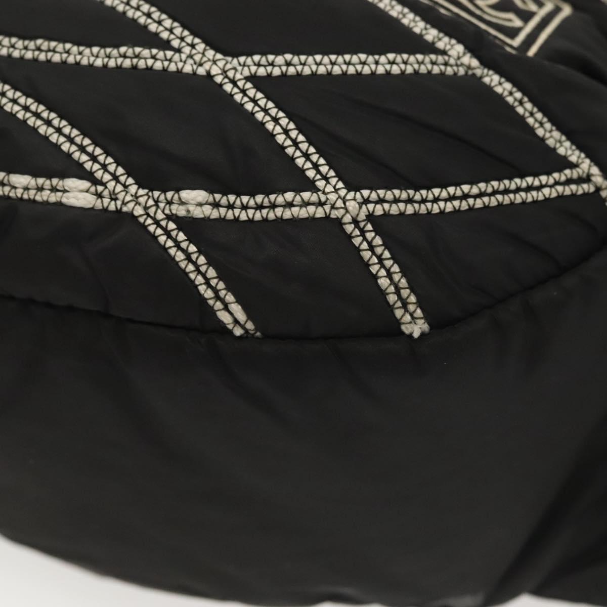 CHANEL Sports Line COCO Mark Waist Bag Nylon Black Silver CC Auth 141906